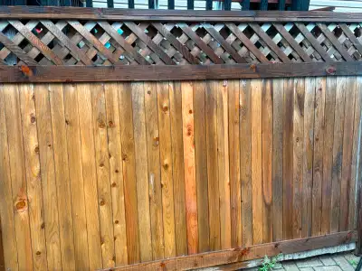 2 full 8 foot panel sections for sale. Purchased these to repair our fence in the spring until we bu...