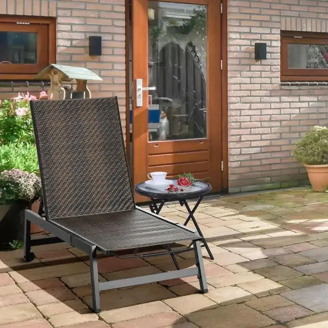 Outdoor Rattan Wicker Patio Lounger Chair Sun Lounger w/ 5-Posit in Patio & Garden Furniture in Markham / York Region - Image 9