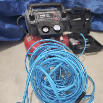 PORTER-CABLE 150 PSI Air Compressor 6 Gal with Braid Nailer, View more