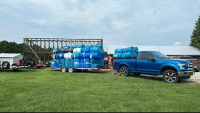 55 gallon plastic barrels Yes they are plastic Had green house chemicals Yes they are empty They are...