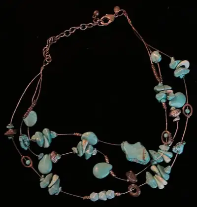 Vintage Chicos Bohemian Multistrand Turquoise Beaded Necklace, View more