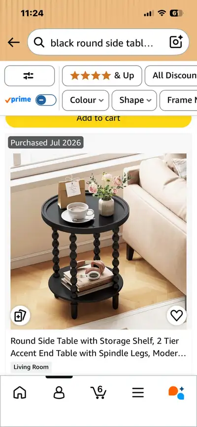 Black round side table, View more