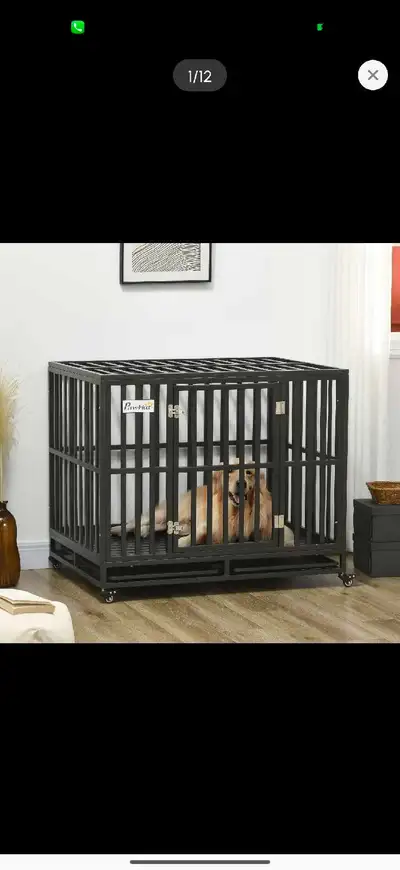 Heavy Duty Steel Dog Crate Kennel Pet Cage with Wheels, View more