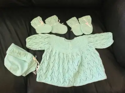 HAND MADE * Knitted Baby Set ** Four Pieces, View more