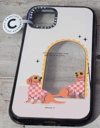 Name- Checkered Dachshund Mirror Product Type- Impact Cases Device- Apple - iPhone 11 Color- CLEAR B...