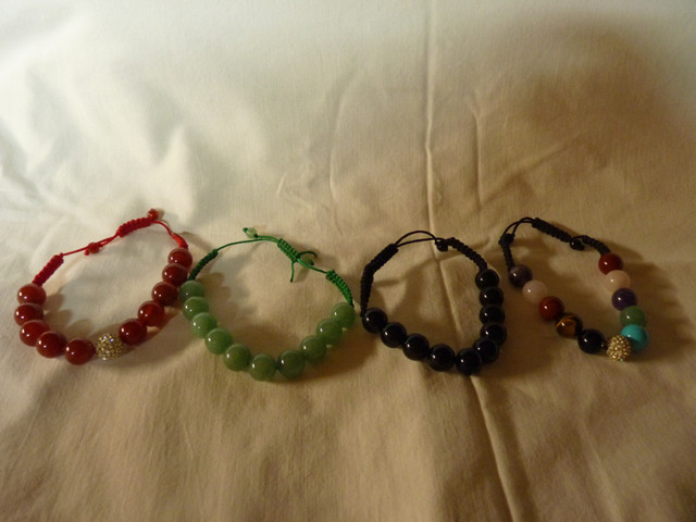 Set of 4 natural gemstone beaded bracelets in Jewellery & Watches in Hamilton