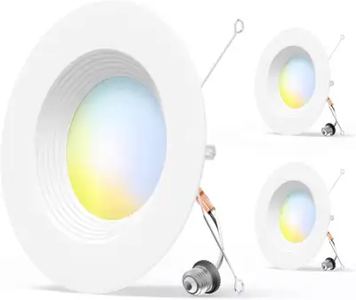 NEUF:Lot de 2 luminaires encastrés RGB 4 pouces Wi-Fi Bluetooth, View more