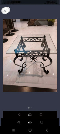 Wrought iron table with glass top 