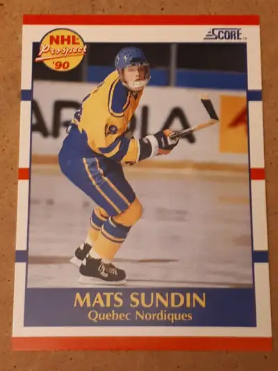 HOCKEY MATS SUNDIN MAPLE LEAFS NHL ROOKIE CARD SCORE, View more