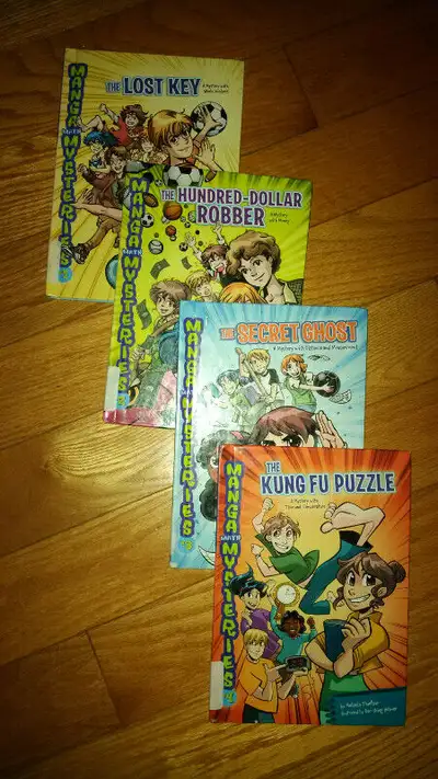 Manga Math Mysteries series book 1 to book 4 in good condition from a pet and smoke free home