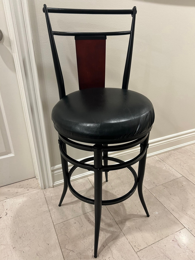 SOLD! Black leather swivel counter stools-Reduced again! in Chairs & Recliners in Mississauga / Peel Region