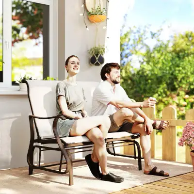 Garden Double Gliding Chair, Patio Glider Armchair， Outdoor, B, View more