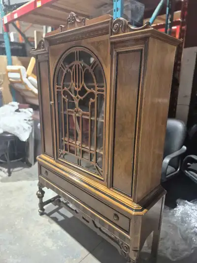 Antique Walnut Victorian China Cabinet, View more