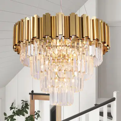 Akeelighting 22" Modern Crystal Gold Chandelier 4 Tier, NEW, View more