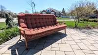 Mid century modern R Huber Teak 3 seater Scoop sofa - good