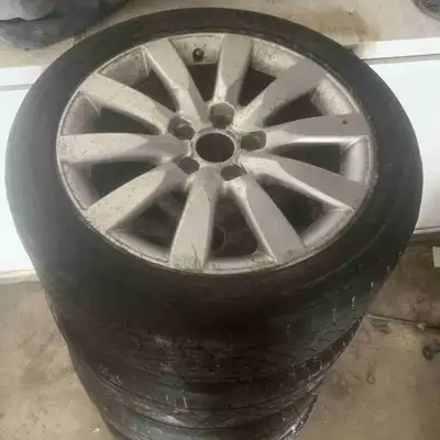 3 good tires - 245/45/R17 continental all season 3 good rims - 17” with 5x112 Bolt Pattern Audi Fact...