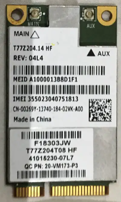 DELL T77Z204.14 HF 4G LTE WWAN Full MINI PCI-E Card, View more
