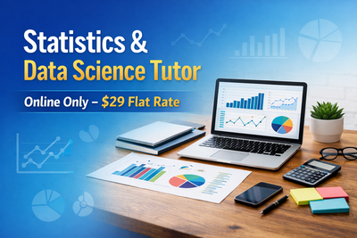Statistics & Data Science Tutor – Online Only – $29 Flat Rate, View more