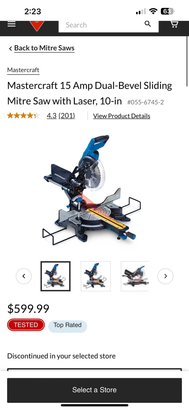 Mastercraft 15 Amp Dual-Bevel Sliding Mitre Saw with stand 10” in Power Tools in City of Toronto - Image 2