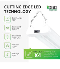Sunoco Lighting 2 Pack LED Utility Shop Light, M,4 FT, Linkable 