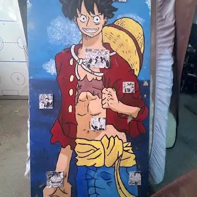 5ft Hand-Painted One Piece Monkey D. Luffy Wood Wall Mural, View more