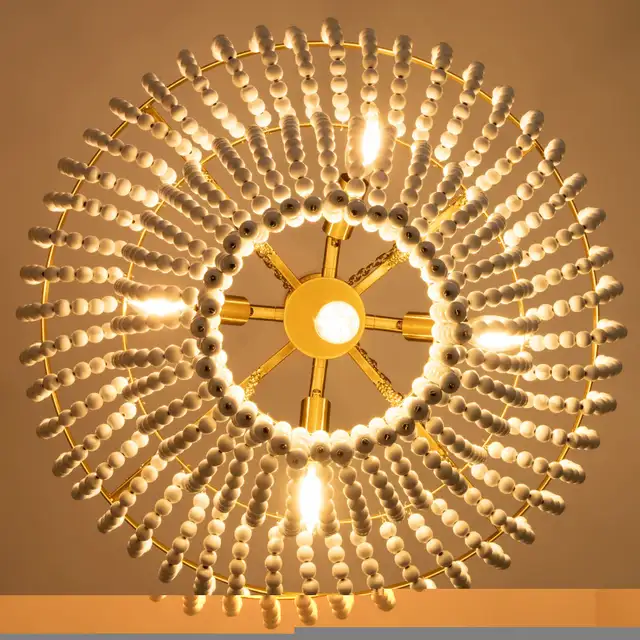 BRAND NEW Wellmet 22” Boho Wood Beaded Chandelier, Gold in Home Décor & Accents in London - Image 6