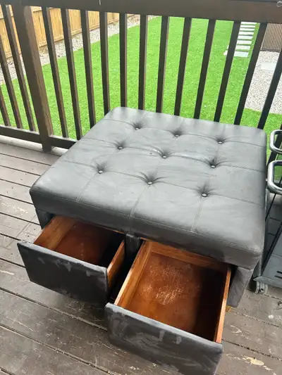Faux leather ottoman 36 x 36“, View more