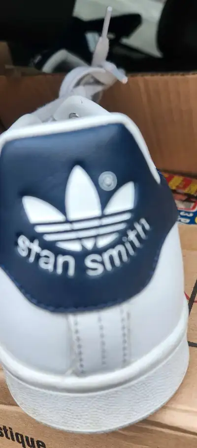 Adidas Originals Stan Smith Leather Sneakers Core White Navy Men’s Size 8 M20325