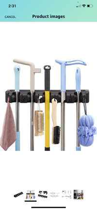 Brand new  Mop and Broom Holder Wall Mount (Black) Cleaning Tool
