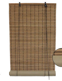 BROWN CARBONIZED BAMBOO SLAT ROLL UP BLIND WITH PRIVACY LINER BA