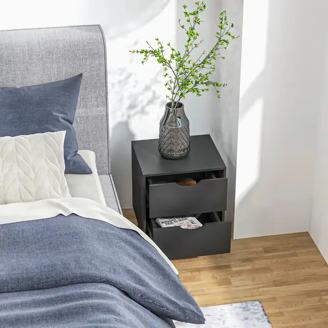 Modern Bedside Table, Nightstand with 2 Drawers and Pine Wood Le in Dressers & Wardrobes in Markham / York Region - Image 8