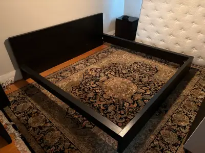 IKEA MALM king bed frame, dark brown, perfect condition. Bed frame only, no mattress/boxspring. Bed. 