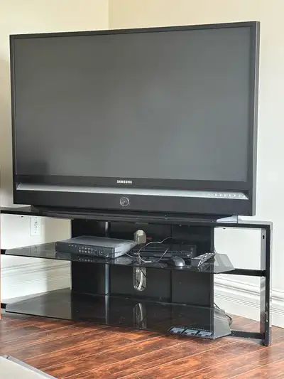 50" Samsung Plasma TV with Glass Media Stand, View more