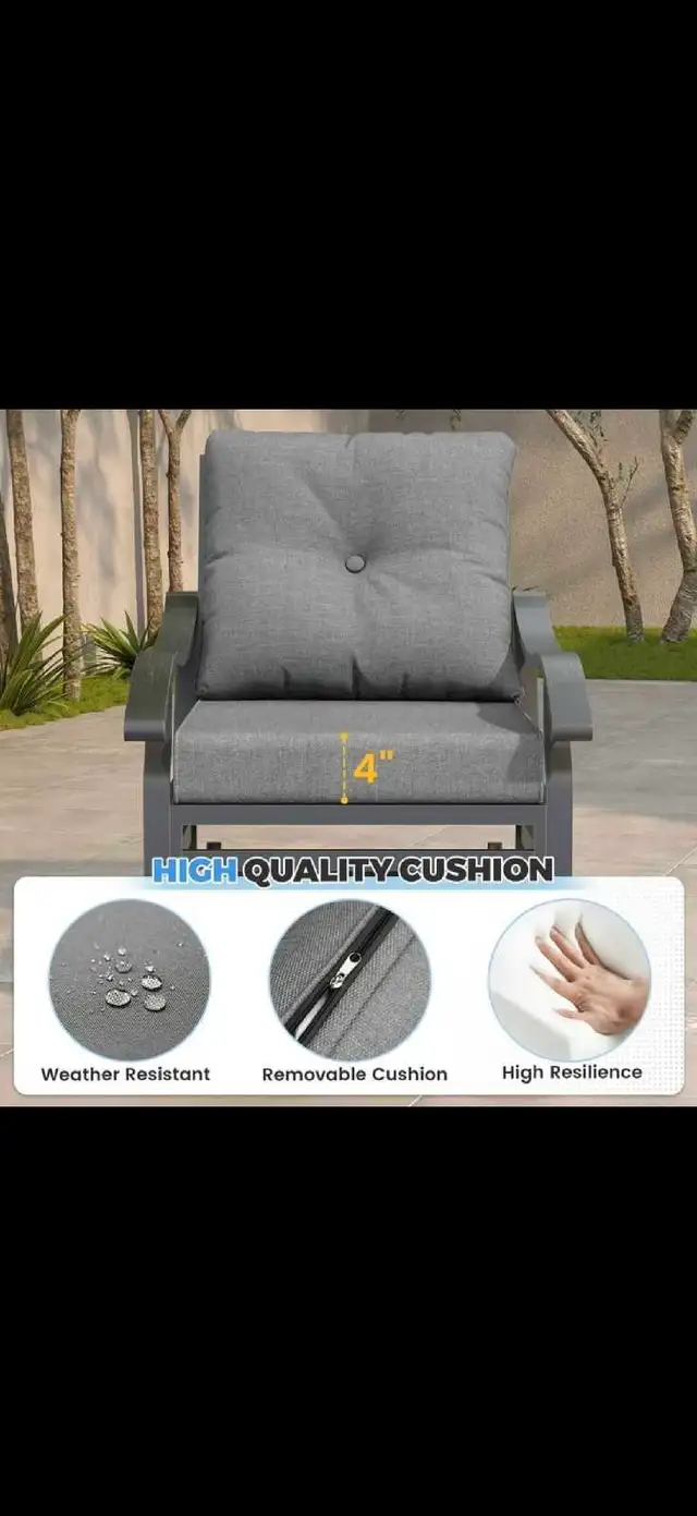 Outdoor Swivel Rocker Chairs, 3 Piece Metal Patio Rocking Chairs in Patio & Garden Furniture in Markham / York Region - Image 4