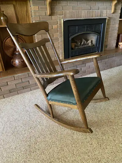 Antique *Rare* Solid Oak Rocking Chair, View more