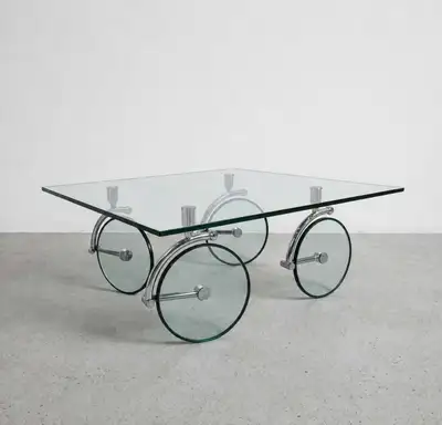 GAE AULENTI TAVOLO  CON RUOTE COFFEE TABLE DESIGN , View more