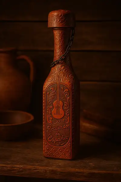 Vintage Hand-Tooled Spanish Leather Decanter (#34), View more