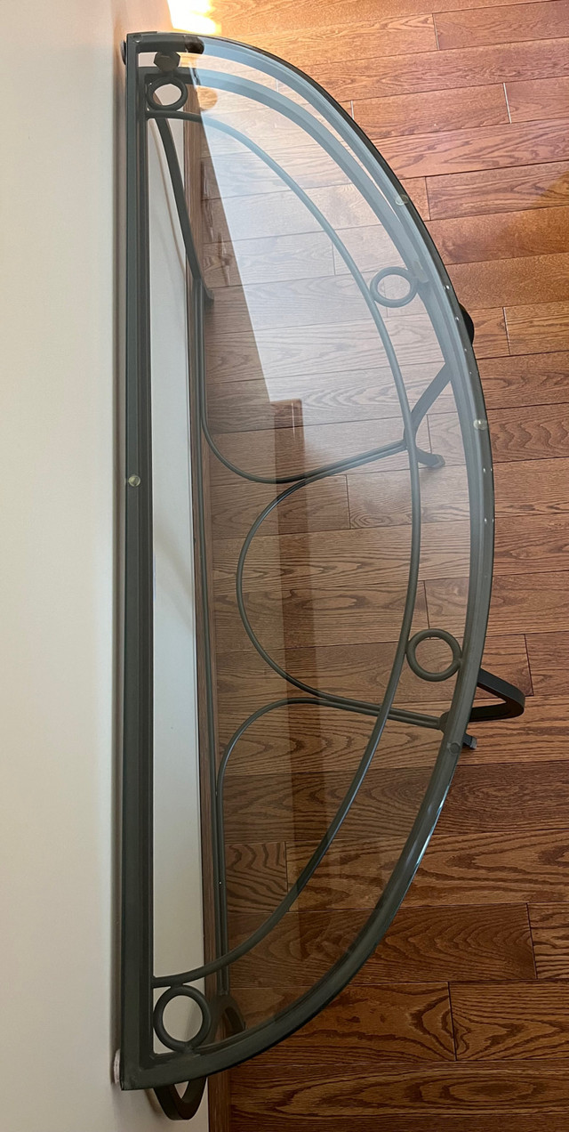 Iron and Tempered Glass Half Moon Table Console in Other Tables in Gatineau - Image 2