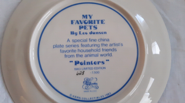 Leo Jansen My Favorite Pets Pointers Collector Plate (1983) in Arts & Collectibles in Winnipeg - Image 6