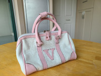 Roots Leather Purse - Pink & White