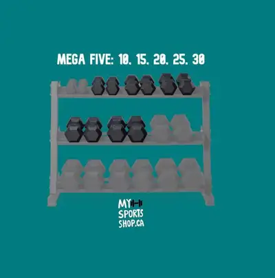 HEX DUMBBELL SET, 5 PAIRS, View more