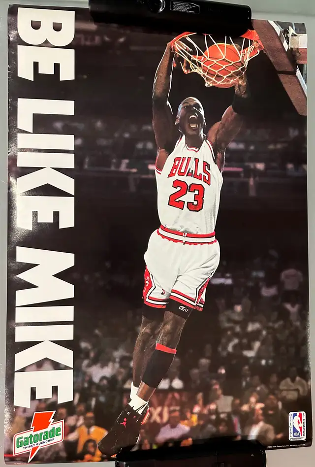 1992 Michael Jordan "Be Like Mike" Gatorade 25X17 Poster NBA  in Basketball in Winnipeg - Image 2
