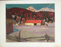 Screen print of Group of Seven Painter, A. Y. Jackson’s Red Barn