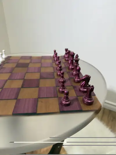 Handmade wooden chess board side table, View more