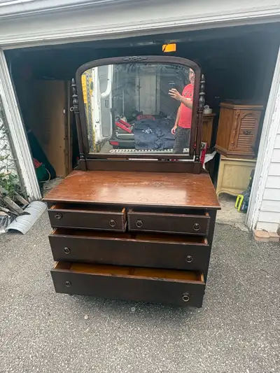 Free delivery antique Vintage Wooden Dresser with Mirror, View more