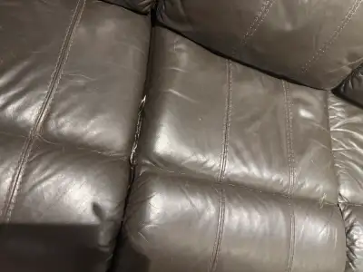 2 Brown Leather Reclining Couches, View more