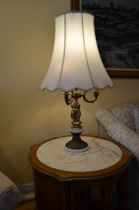 Two Vintage Lamps with Marble Inserts