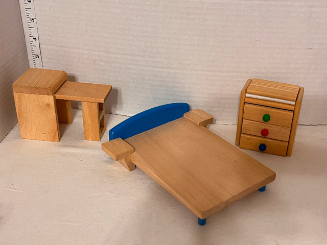 Plan Toys Wooden Doll House Furniture Adult Bedroom. Size 1:12 in Toys & Games in City of Toronto - Image 2