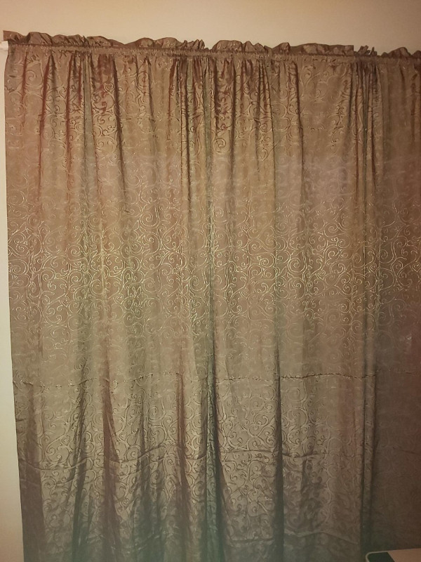 Beautiful Brown/Gold Inlay Curtains - 3 panels in Home Décor & Accents in Bedford