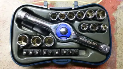 Mini Pocket Ratchet set with sockets. Like new. Just never used it. $10 Pickup in Walkerton Cash onl...